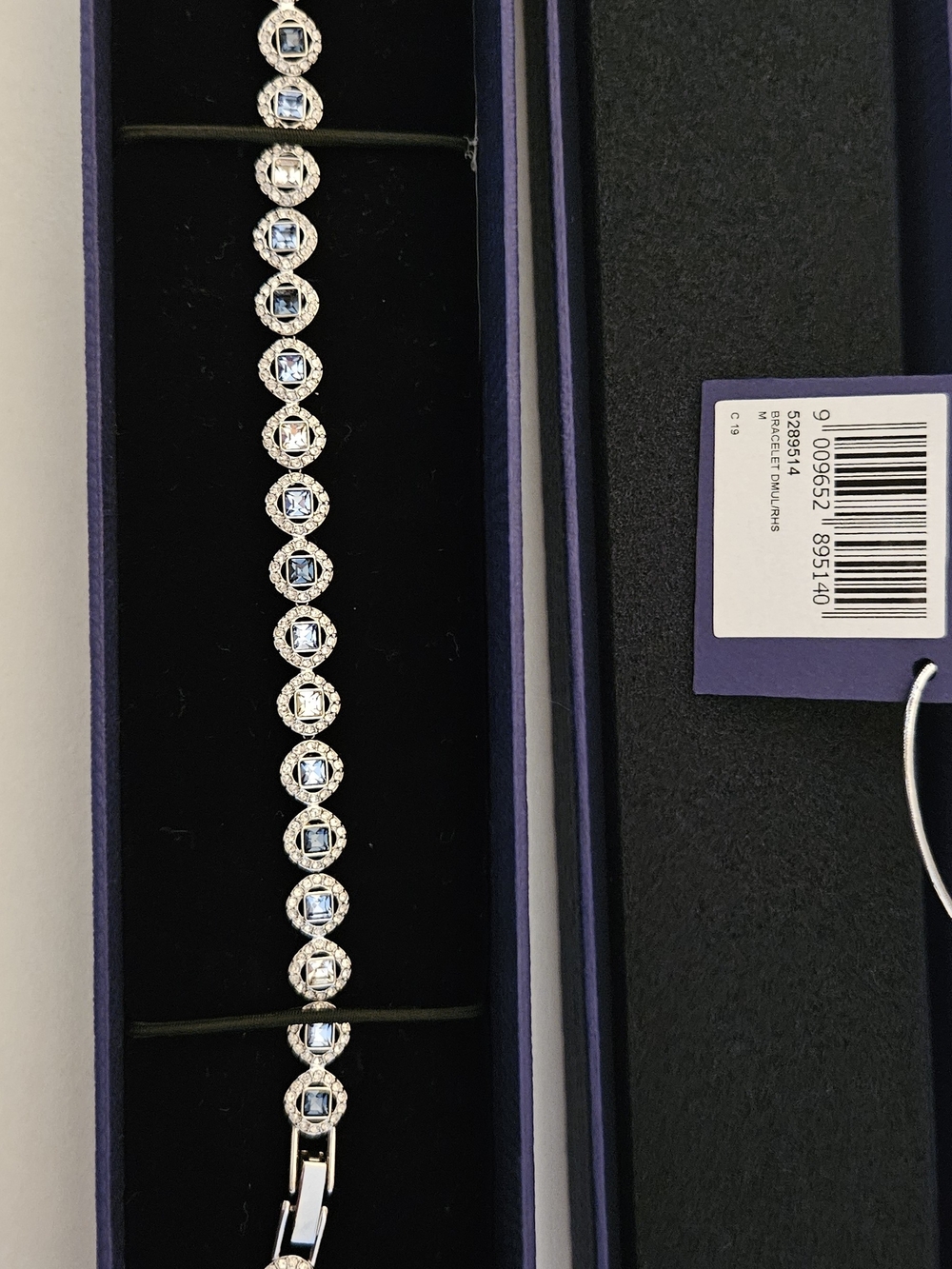 Swarovski Crystal  Silver Tennis Bracelet with Blue Stones